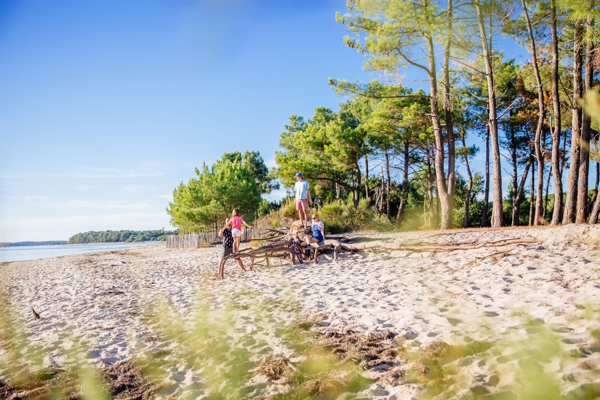 Famille se baladant sur la plage